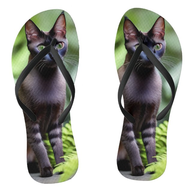 Dexter The Black Siamese Cat,  Flip Flops (Footbed)