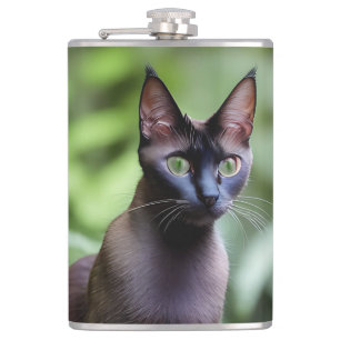 Dexter The Black Siamese Cat,  Hip Flask