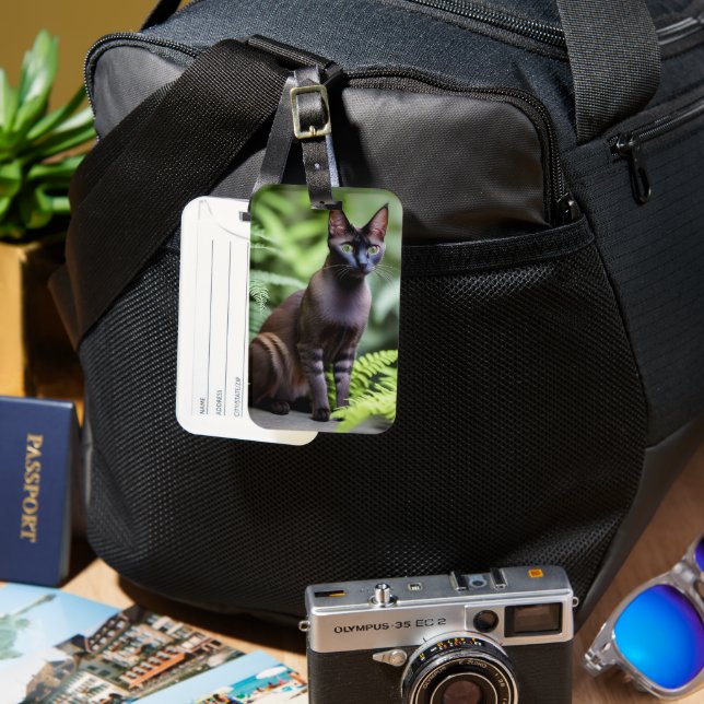 Dexter The Black Siamese Cat, Luggage Tag (Front & Back)
