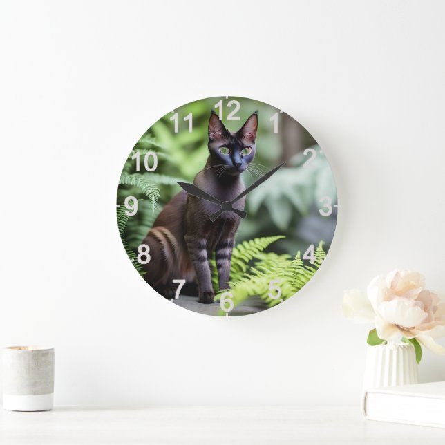 Dexter The Black Siamese Cat, Wall Clock (Home)