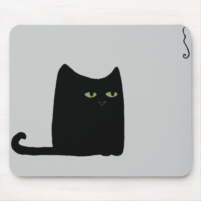 Dexter the Fat Black Cat Mousepad (customisable) (Front)