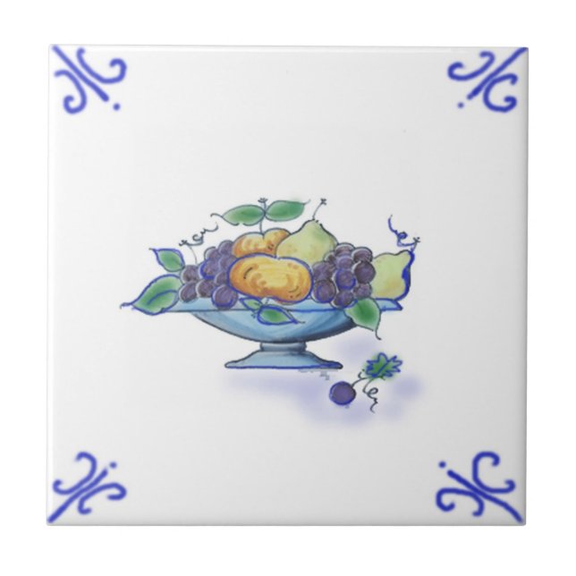 DFB03 Delft Fruit Basket Design Ceramic Tile (Front)