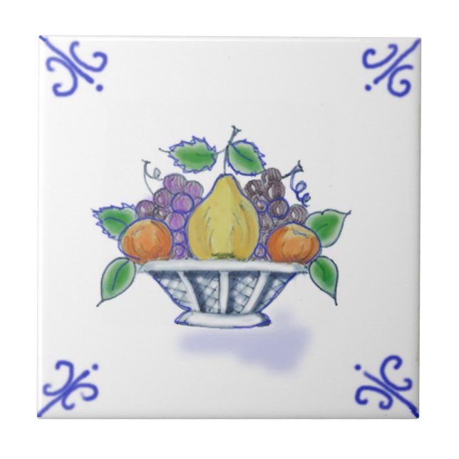DFB05 Delft Fruit Basket Design Ceramic Tile (Front)