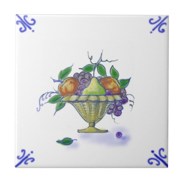 DFB06 Delft Fruit Basket Design Ceramic Tile (Front)