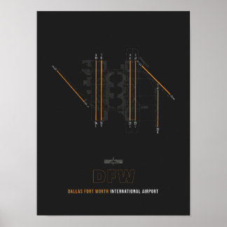 DFW - Dallas Fort Worth Airport Runway Diagram Poster