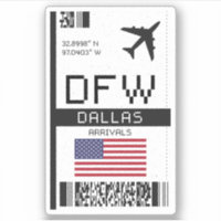 DFW Dallas, Texas Airport Boarding Pass - USA