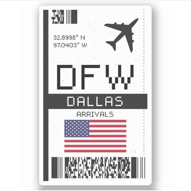 DFW Dallas, Texas Airport Boarding Pass - USA (Front)
