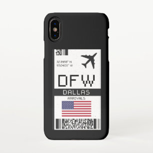 DFW Dallas, Texas Airport Boarding Pass - USA iPhone X Case