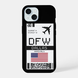 DFW Dallas, Texas Airport Boarding Pass - USA iPhone 15 Case