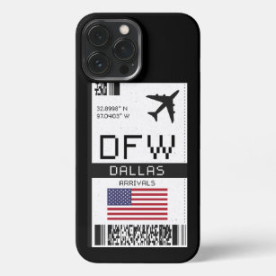 DFW Dallas, Texas Airport Boarding Pass - USA iPhone 13 Pro Max Case