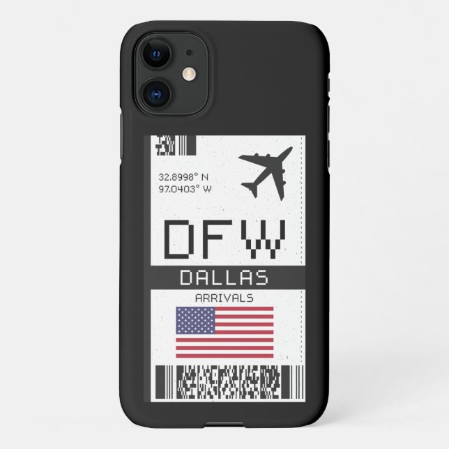 DFW Dallas, Texas Airport Boarding Pass - USA iPhone Case (Back)