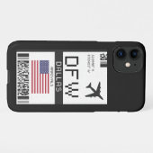 DFW Dallas, Texas Airport Boarding Pass - USA iPhone Case (Back Horizontal)