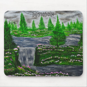 DG Paintings Pine Meadow Waterfall Mouse Mat