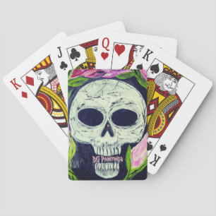 DG Paintings Skull Flower Playing Cards