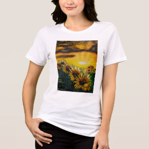 DG Paintings Sunflower Fields T-Shirt Tri-Blend Shirt