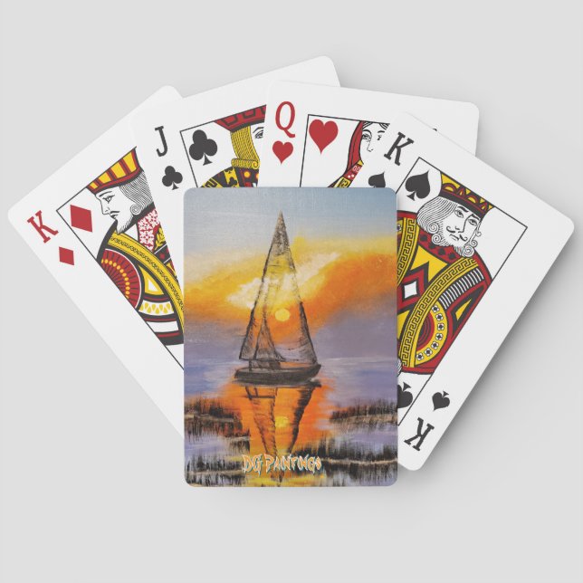 DG Paintings Sunrise Sailboat  Playing Cards (Back)