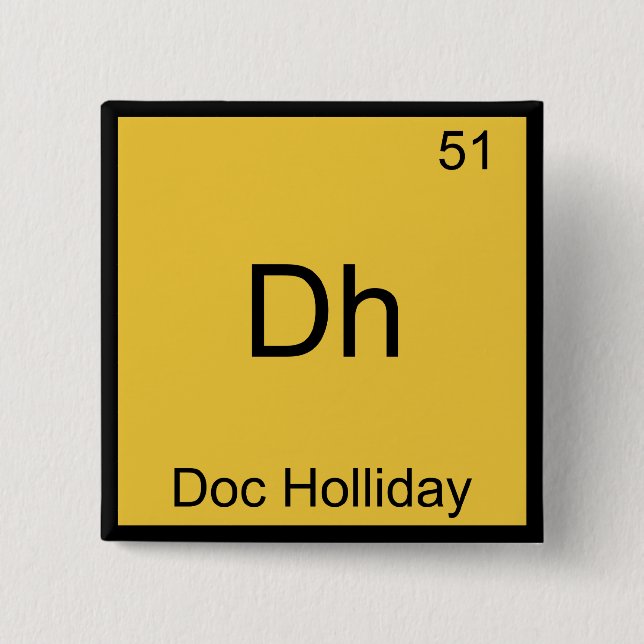 Dh - Doc Holliday Funny Chemistry Element Symbol 15 Cm Square Badge (Front)
