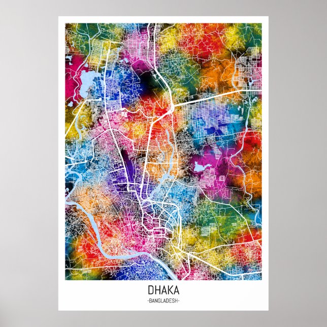 Dhaka Bangladesh City Map Poster (Front)
