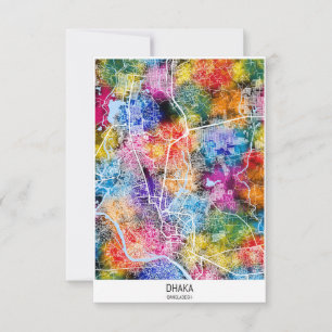 Dhaka Bangladesh City Map Thank You Card