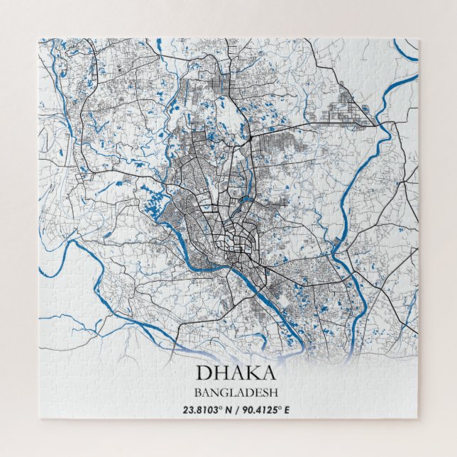 Dhaka Bangladesh City Map Travel Simple Minimal Jigsaw Puzzle (Vertical)