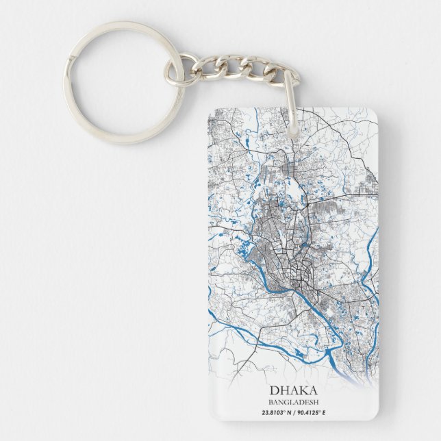 Dhaka Bangladesh City Map Travel Simple Minimal Key Ring (Front)