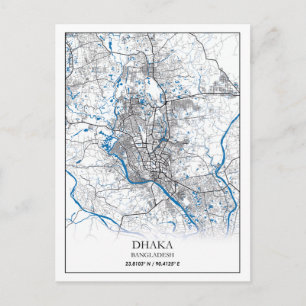 Dhaka Bangladesh City Map Travel Simple Minimal Postcard