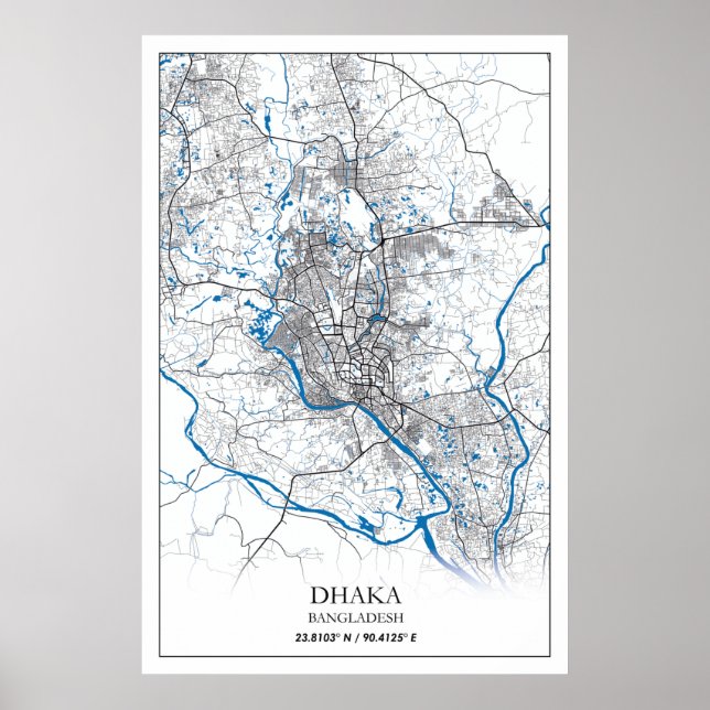 Dhaka Bangladesh City Map Travel Simple Minimal Poster (Front)