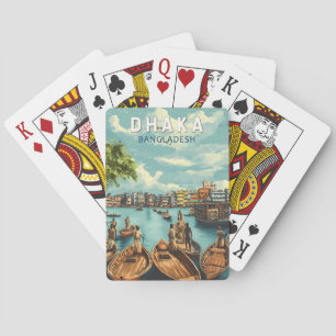 Dhaka Bangladesh Illustration Travel Art Vintage Playing Cards