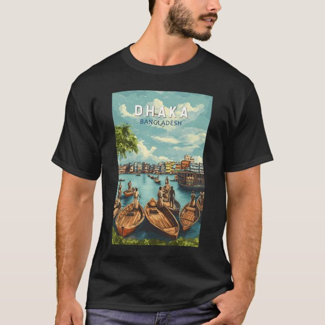 Dhaka Bangladesh Illustration Travel Art Vintage T-Shirt (Front)