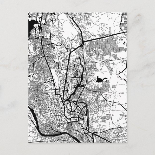 Dhaka Bangladesh Map Postcard (Front)