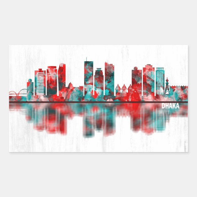 Dhaka Bangladesh Skyline Rectangular Sticker (Front)