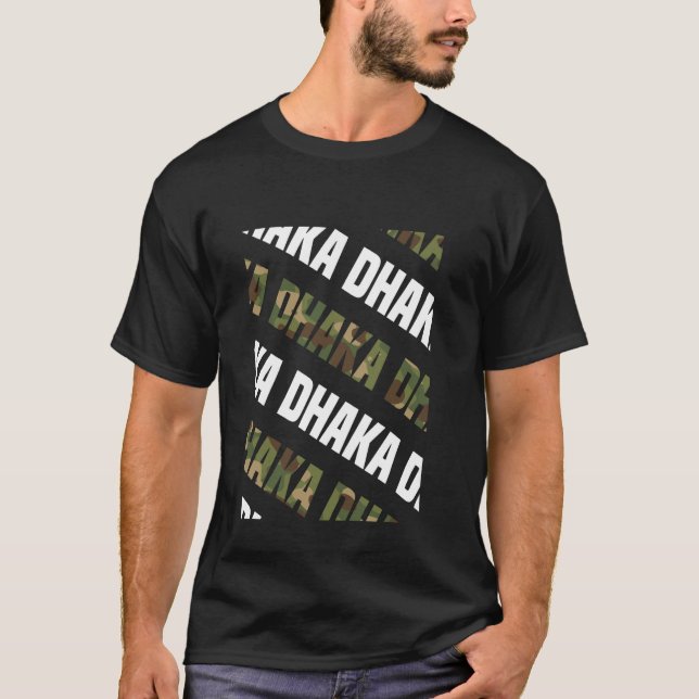Dhaka Camo Pattern Green Camouflage T-Shirt (Front)