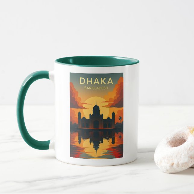 Dhaka Mausoleum Sunset – Digital Art Design Poster Mug (With Donut)