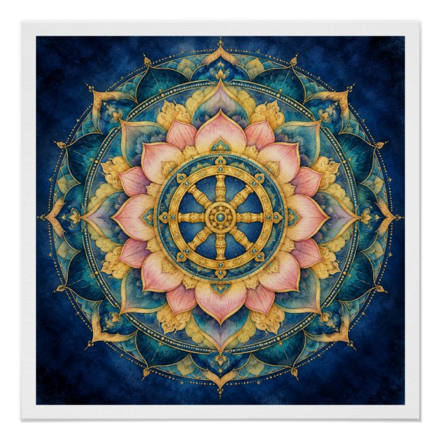 Dhamar Lotus Mandala Poster (Front)