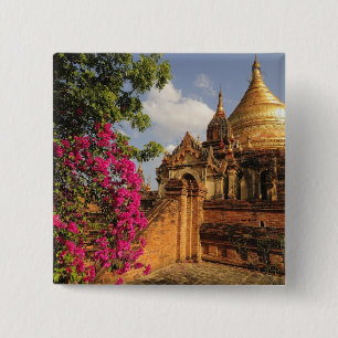 Dhamma Yazaka Pagoda at Bagan (Pagan), Myanmar 15 Cm Square Badge