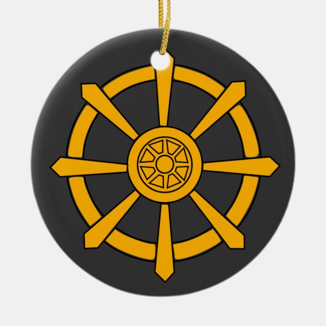 Dharma Wheel Ceramic Tree Decoration (Front)