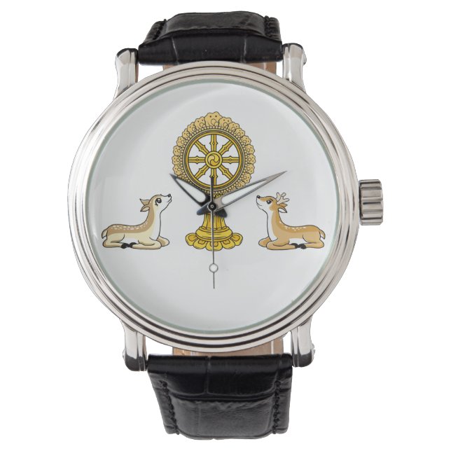Dharma Wheel & Deers Buddha Watch (Front)