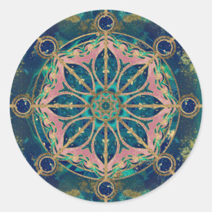 Dharma Wheel - Dharmachakra Gemstone & Gold Classic Round Sticker