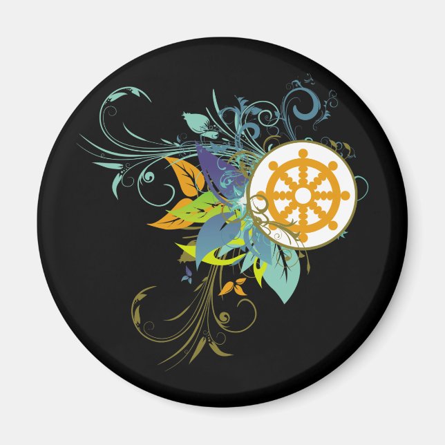 Dharma Wheel Floral Magnet (Front)