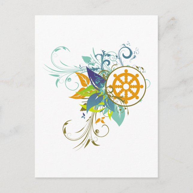 Dharma Wheel Floral Postcard (Front)