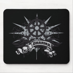 Dharma Wheel Grunge Mouse Mat