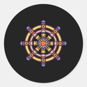 Dharma Wheel Meditation Lotus Chakra Yoga Dharmach Classic Round Sticker