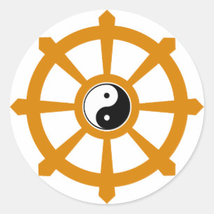 Dharma Wheel Yin Yang Classic Round Sticker