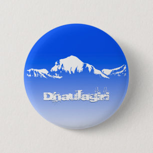 Dhaulagiri Mountain Range Himalayas, Nepal, Blue 6 Cm Round Badge