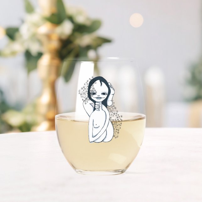 dhdghsguisugisugsdg stemless wine glass (Insitu (Wedding))