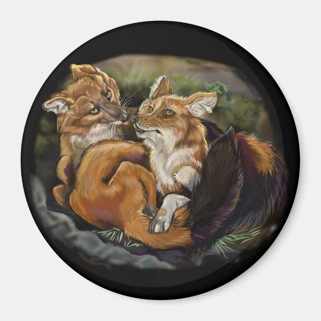Dhole Cuddle Couple Magnet (Front)