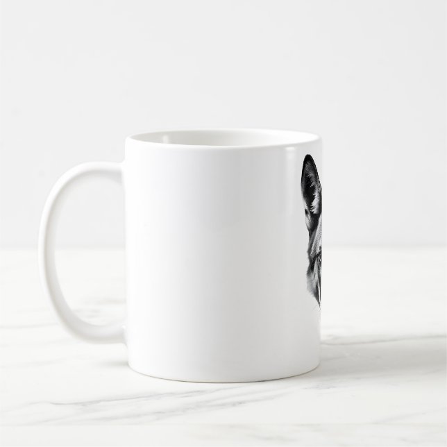 Dhole Head Black & White T-Shirt Coffee Mug (Left)