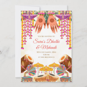 Dholki invitations Digital Mehndi invite, Digital