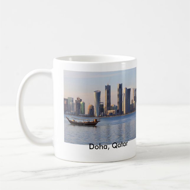 Dhow and Doha skyline Coffee Mug (Left)