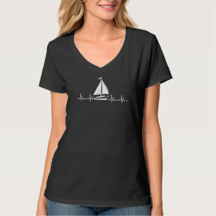 Dhow Sail Ship Heartbeat Apparel Arabian Sailboat  T-Shirt